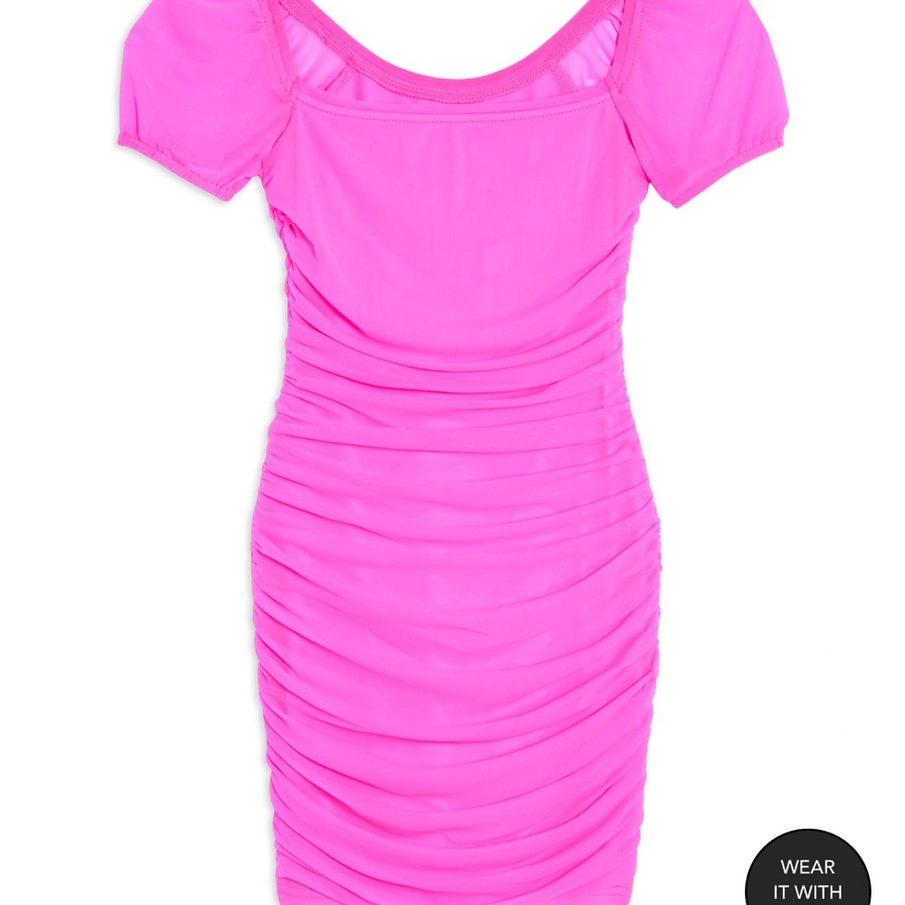 KatieJNYC Elegant Hoy Pink Ruched Dress Size Medium 9/10